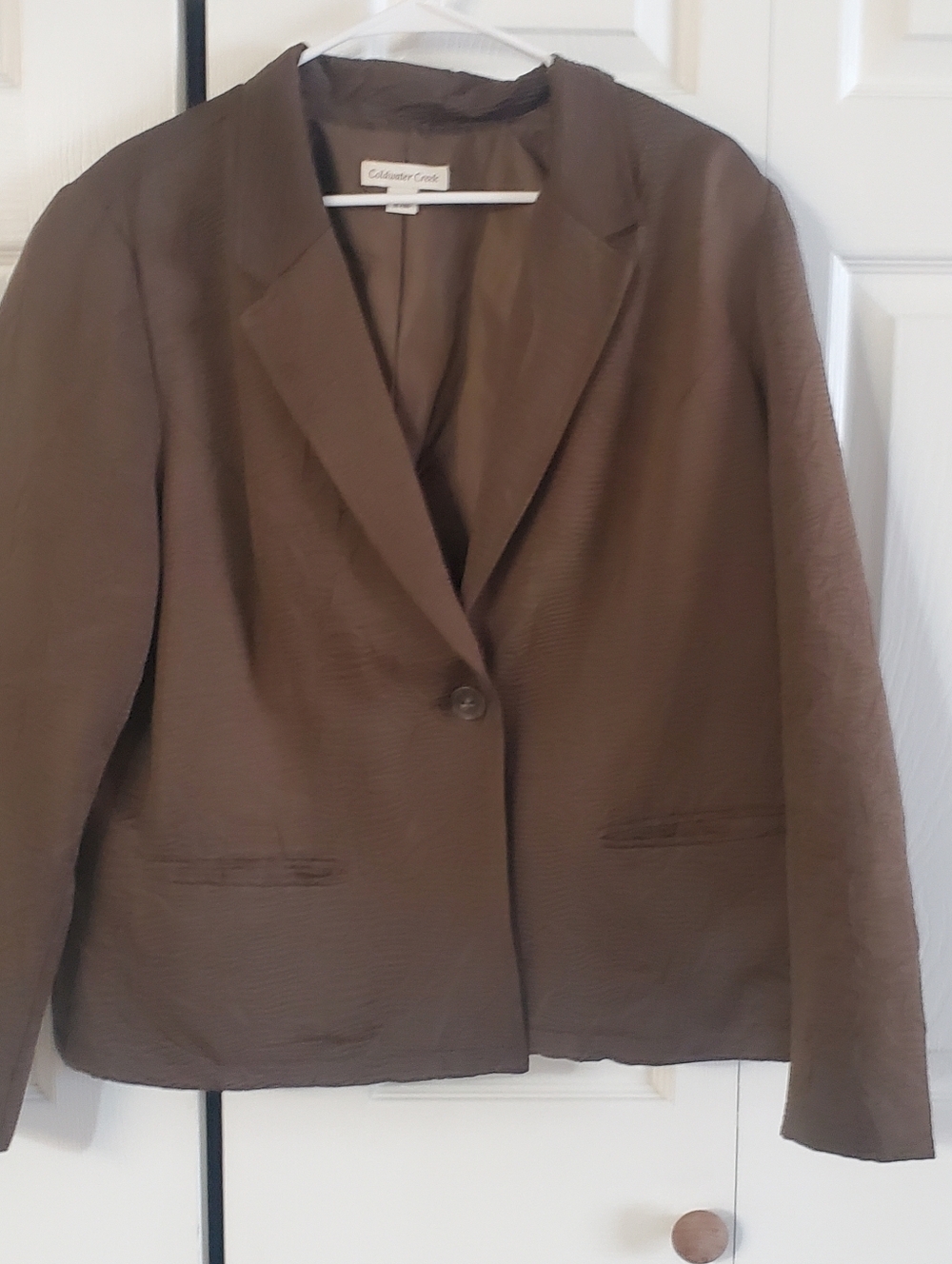 COLDWATER CREEK ONE BUTTON BLAZER COAT XL 18. ARMY GREEN BROWN. OFFICE